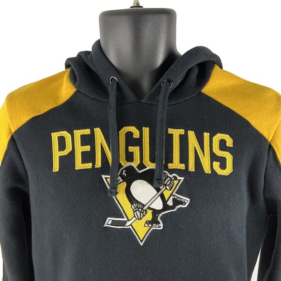 Mens Fanatics Pittsburgh Penguins Hoodie Sweatshirt Sz S Black Yellow - Picture 2 of 9
